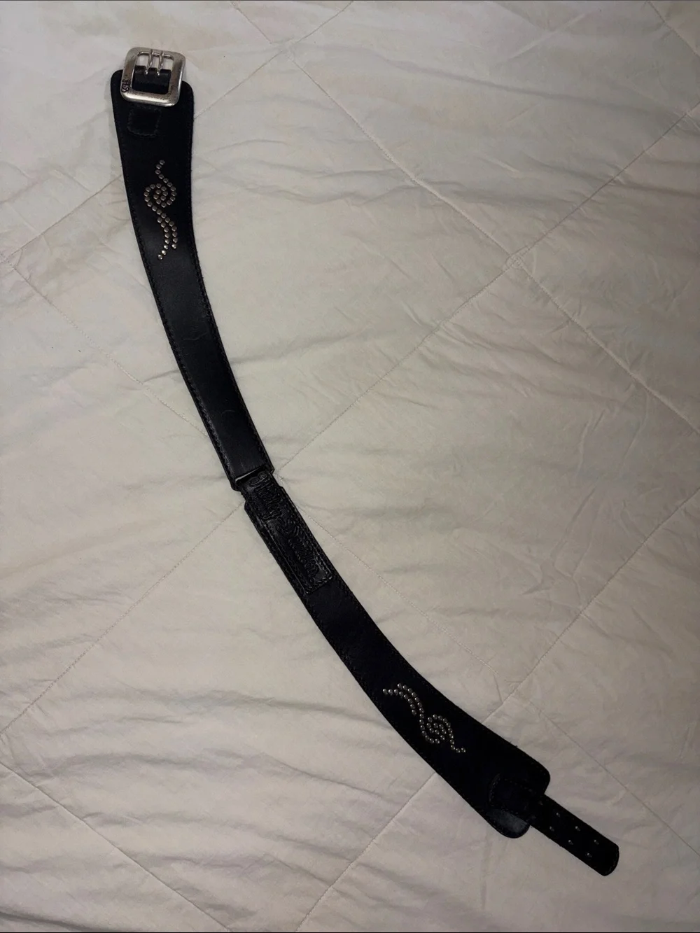 Harley Davidson Vintage 2000 Genuine Leather Logo Embroidered Contour Belt